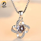 Steel Color Four-Leaf Clover Pendant Necklace for Women (with Box)