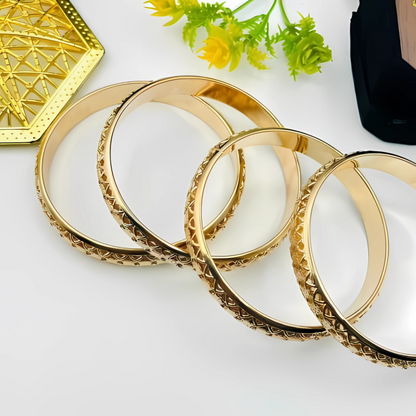 Golden Elegant Bangles Set (2 Pcs) | Traditional Indian Jewelry for Women and Girls