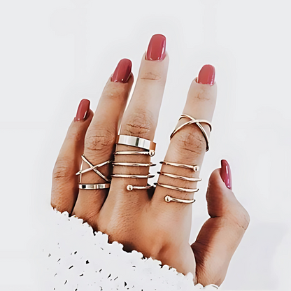 6 Pcs Knuckle Rings Set for Women – Gold, Geometric Design